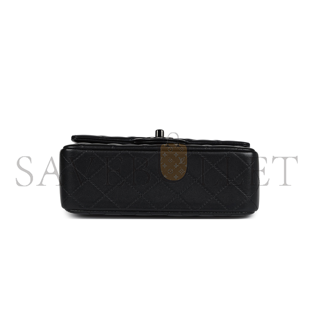 Ch*el master mini rectangular top handle flap bag so black lambskin as2431 (20*13*6cm)